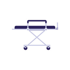 Medical cart or bed on wheels for patients transportation flat vector isolated.