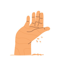 Rough, Raw, And Incomplete Wooden Sculpture of Human Hand or Palm Bears The Marks Of Maker's Chisel, Vector Illustration