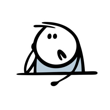 recommend clip art: Cartoon bored student is sitting at a table during a lesson.