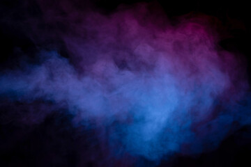 Blue and purple steam on a black background.
