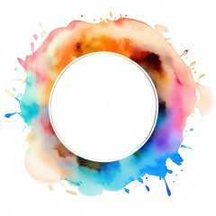 Abstract circle watercolor splash, graphic design frame with text for banner, flyer, poster, advertisement with Generative AI.