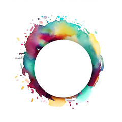 Abstract circle watercolor splash, graphic design frame with text for banner, flyer, poster, advertisement with Generative AI.