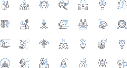 Philanthropic goal line icons collection. Giving, Generosity, Altruism, Charity, Compassion, Giving back, Empathy vector and linear illustration. Community,Kindness,Support outline signs set
