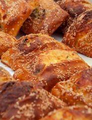 Traditional Cypriot Flaouna delicious Greek Easter Cheese Bread. Flaounes are traditionally prepared for Easter by Orthodox Cypriots.
