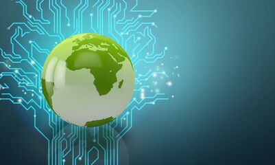 Natural World digital technology concept, earth globe