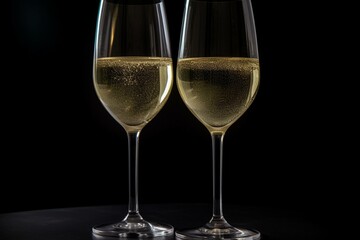 Standalone champagne glasses with transparent background. Generative AI