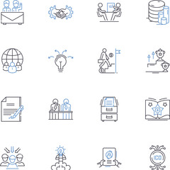 Distribution channels line icons collection. Retail, Wholesale, Logistics, Supply, Sales, Market, Dealer vector and linear illustration. Outlet,Delivery,Route outline signs set