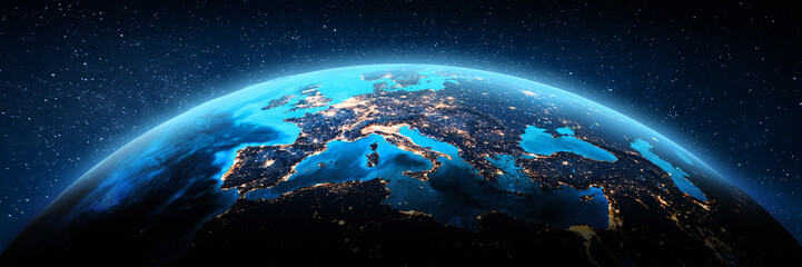 Fototapeta na wymiar Europe from space city lights