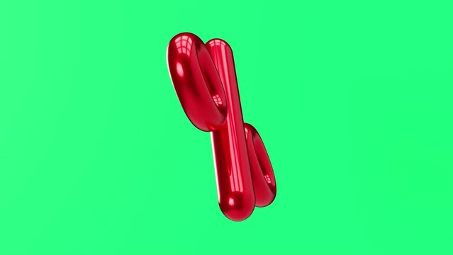 Red percent discount sign isolated on green background. Animated element with Chroma Key. Sale, special offer, good price, deal, shopping. 3D animation.