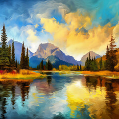 The Skyline Of The Banff National Park - Masterpiece Of Vincent Van Gogh Style