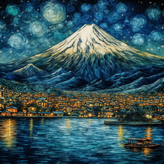 The Skyline Of Fuji-Hakone-Izu National Park - Masterpiece Of Vincent Van Gogh Style