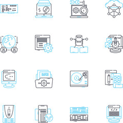 Mobile career linear icons set. Mobility, Flexibility, Freedom, Advancement, Opportunities, Learning, Growth line vector and concept signs. Innovation,Connectivity,Adaptability outline illustrations