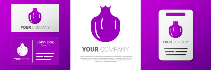 Logotype Pomegranate icon isolated on white background. Garnet fruit. Logo design template element. Vector