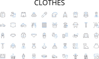 Clothes line icons collection. Growth, Progression, Promotion, Advancement, Success, Skillset, Learning vector and linear illustration. Opportunities,Exploration,Specialization outline signs set