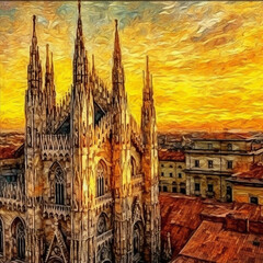 The Sunset Of Duomo di Milano - Masterpiece Of Vincent Van Gogh Style