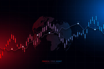 Stock market and exchange. Bullish point, Trend of graph.Graph chart of stock market investment world trading. Stock market data. Vector illustration