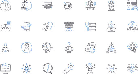 Knowledge acquisition line icons collection. Learning, Cognition, Understanding, Insight , Awareness, Comprehension, Education vector and linear illustration. Intelligence,Wisdom,Expertise outline