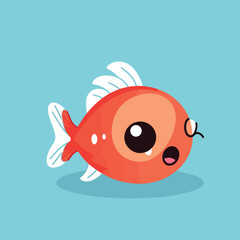 Cute kawaii fish chibi mascot vector cartoon style