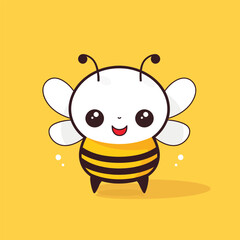 Cute kawaii bee chibi mascot vector cartoon style