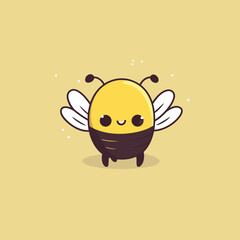 Cute kawaii bee chibi mascot vector cartoon style