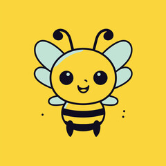 Cute kawaii bee chibi mascot vector cartoon style
