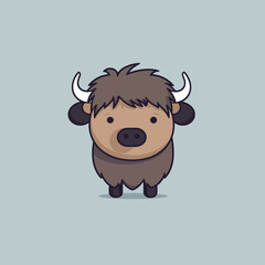 Cute kawaii buffalo chibi mascot vector cartoon style