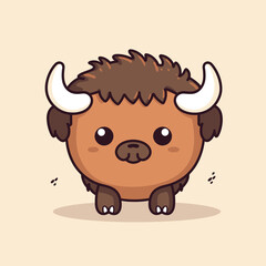 Cute kawaii buffalo chibi mascot vector cartoon style