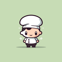 Cute kawaii chef chibi mascot vector cartoon style