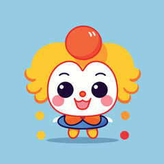 Cute kawaii clown chibi mascot vector cartoon style