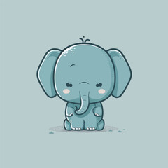 Cute kawaii elephant chibi mascot vector cartoon style