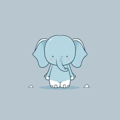 Cute kawaii elephant chibi mascot vector cartoon style