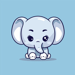 Cute kawaii elephant chibi mascot vector cartoon style