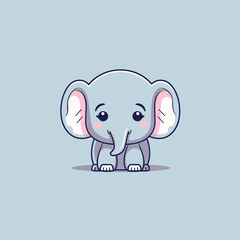 Cute kawaii elephant chibi mascot vector cartoon style