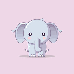 Cute kawaii elephant chibi mascot vector cartoon style
