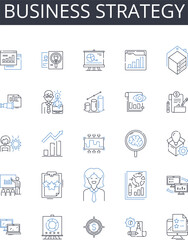 Business strategy line icons collection. Marketing plan, Accounting principles, Project management, Entrepreneurial vision, Sales tactics, Financial management, Operational planning vector and linear