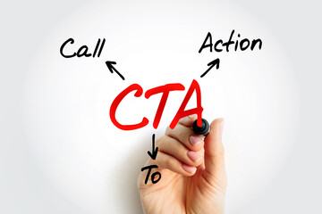 CTA - Call To Action acronym, business concept background