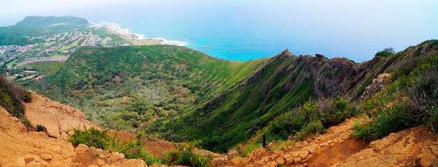 Fototapeta na wymiar Koko Volcano Crater near Hanauma Bay - Oahu Island - Hawaii, USA