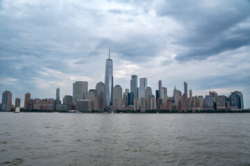 Naklejka premium Manhattan view at sunset