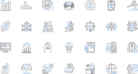 Financial audit line icons collection. Compliance, Analysis, Review, Assurance, Investigation, Accuracy, Verification vector and linear illustration. Transparency,Audit trail,Internal controls outline