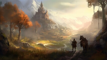 Obraz na płótnie Canvas RPG Journey Game Art Wallpaper Background