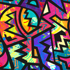Colorful graffiti seamless pattern with dot grunge effect