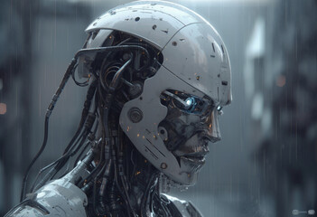 Aiコンピューターアンドロイドロボット横顔,Generative A