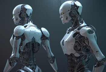 Aiコンピューターアンドロイドロボット横顔,Generative A