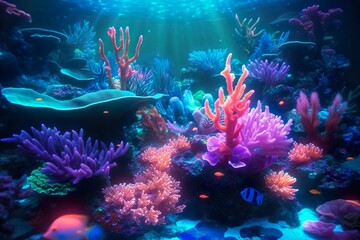 Naklejka na ściany i meble Illustration sous-marine de coraux