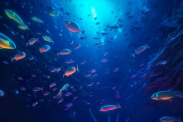 Fototapeta na wymiar Illustration sous-marine de poissons