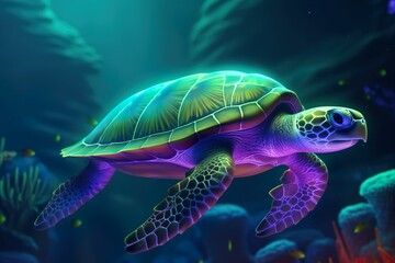 Fototapeta premium Illustration sous-marine d'une tortue