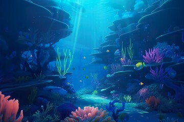 Fototapeta na wymiar Illustration sous-marine de poissons et coraux