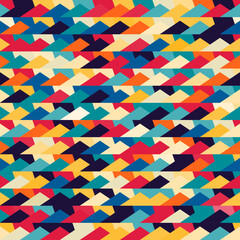 Vintage colored triangle mosaic. Seamless pattern