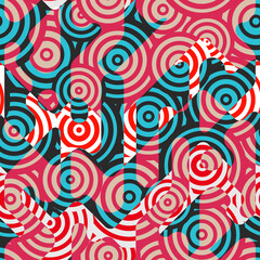 Fototapeta na wymiar Japan style red circles. Seamless pattern