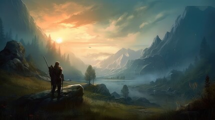 Fototapeta premium RPG Journey Game Art Wallpaper Background